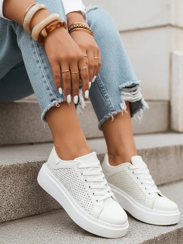 DStreet Ženske bele nizke superge