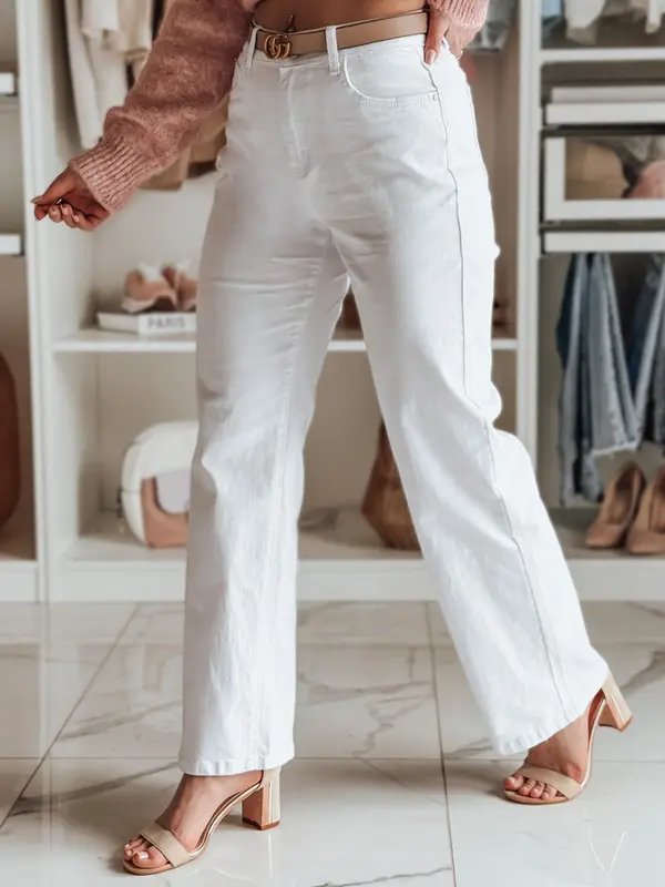 DStreet Ženske bele široke hlače DELUSSIA