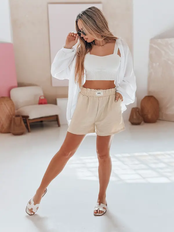 DStreet Ženske bež kratke hlače z visokim pasom