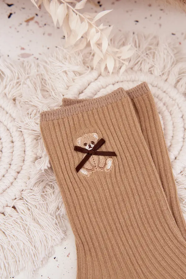 Aura.via Ženske bombažne nogavice z medvedkom