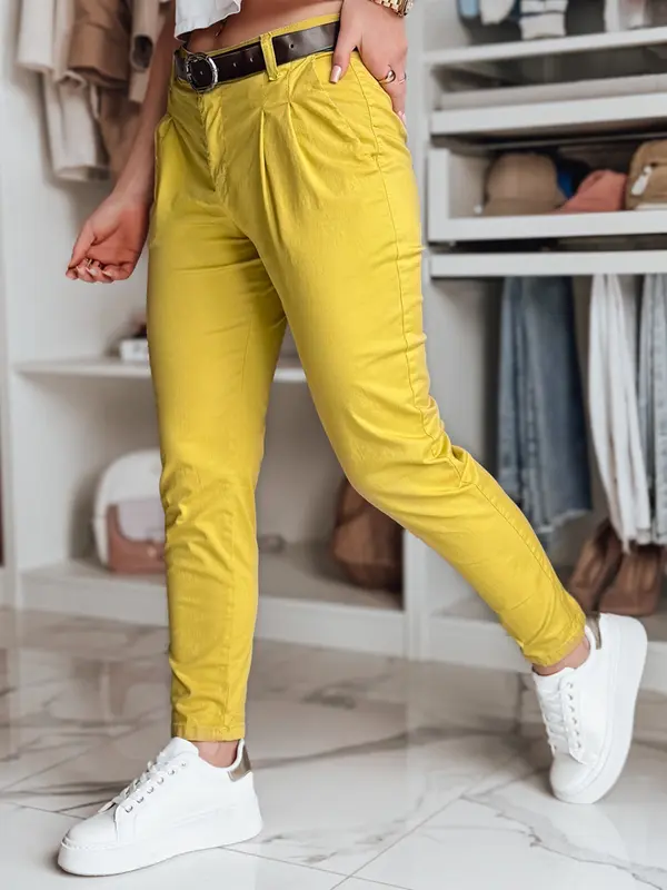 DStreet Ženske chino hlače MODELA s pasom, gorčične barve