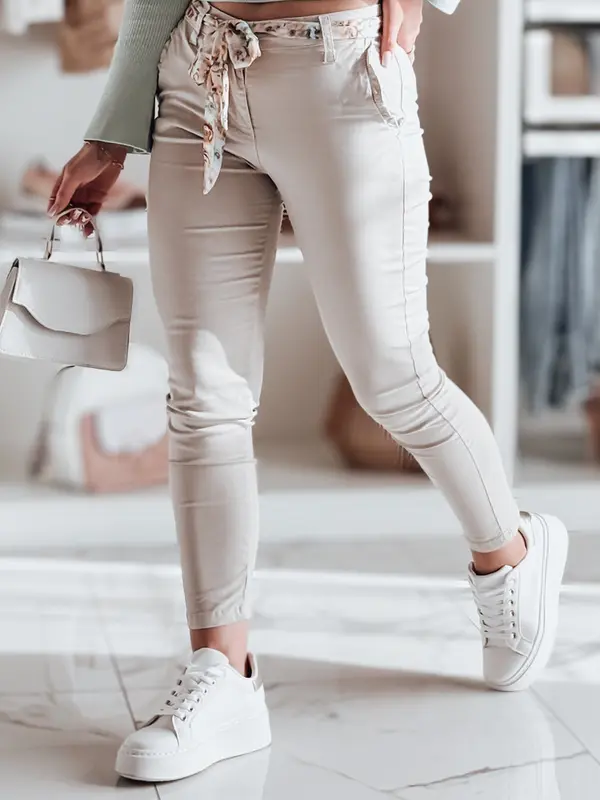 DStreet Ženske chino hlače ROSSALI s pasom, bež