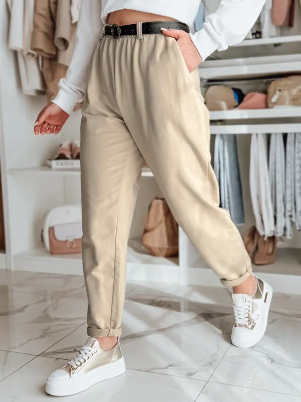 DStreet Ženske chino hlače s pasom TAILANDI latte