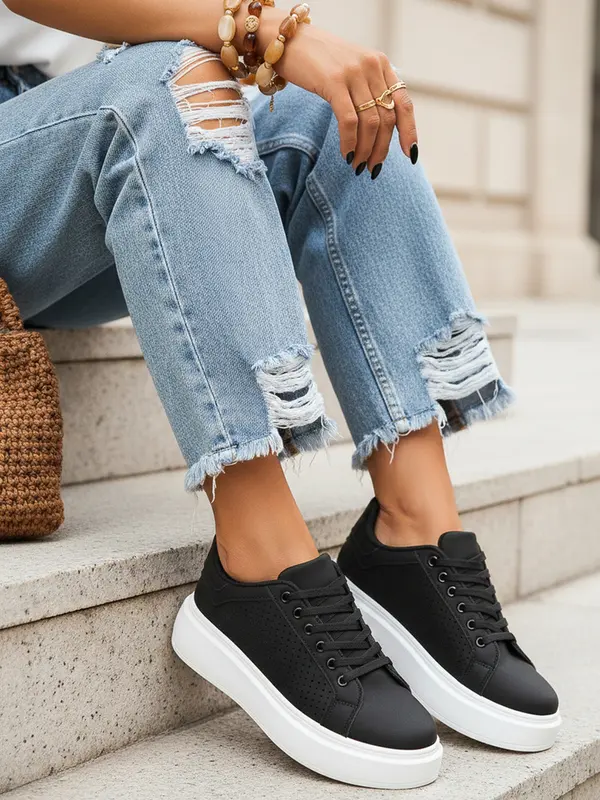 DStreet Ženske črne nizke superge