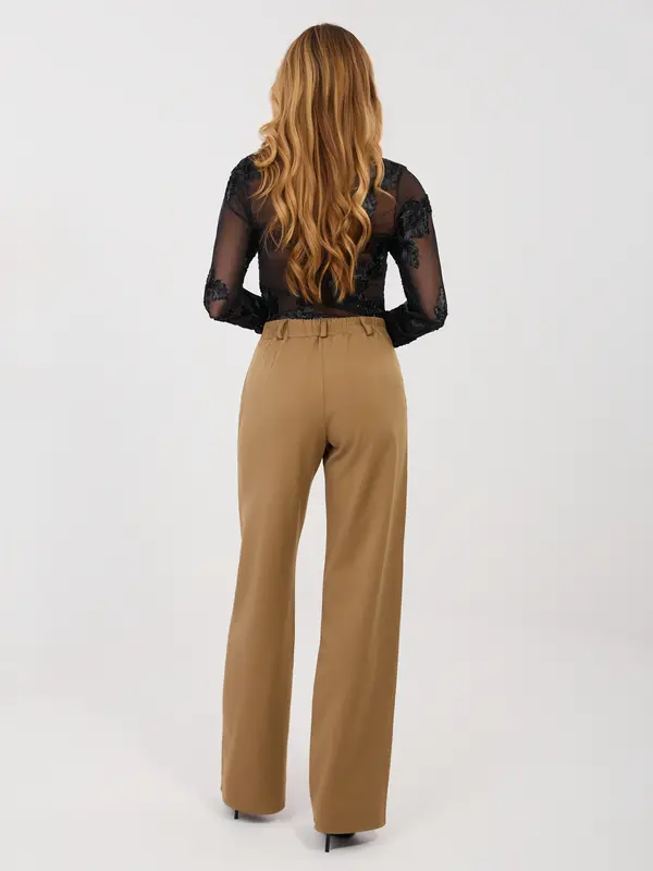 LAKERTA Ženske enobarvne hlače kamelje barve