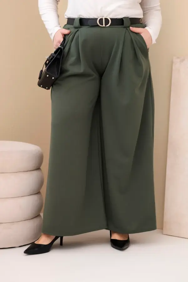 Kesi Włoski Ženske hlače Kesi Plus Size s pasom