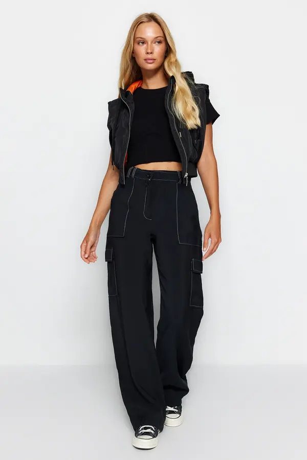 Trendyol Ženske hlače Trendyol Contrast Stitch