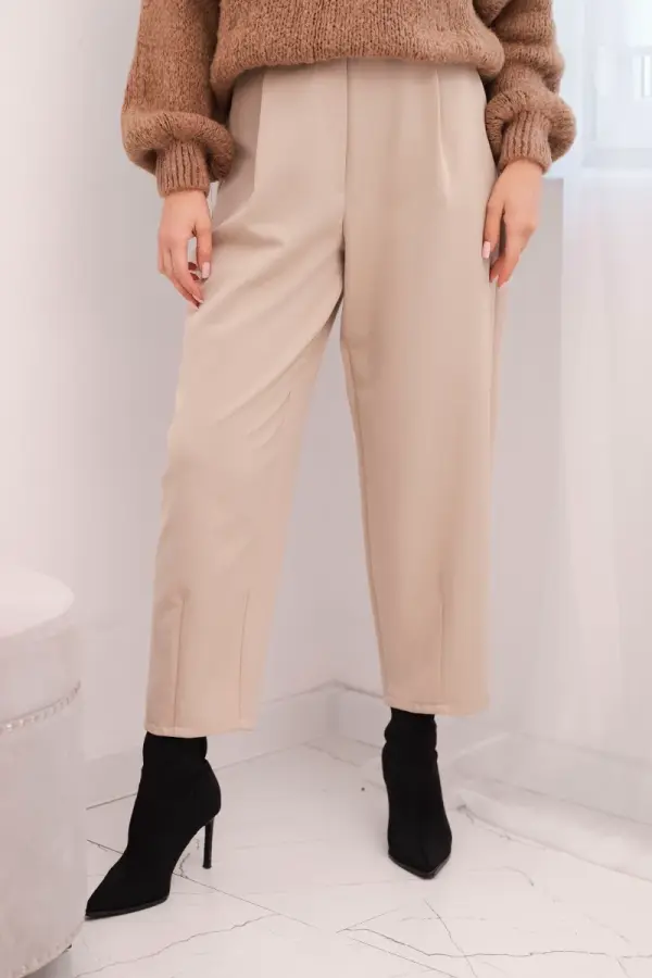 Kesi Włoski Ženske hlače z visokim pasom in naborki