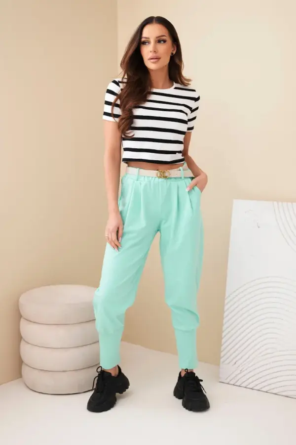 Kesi Włoski Ženske hlače z visokim pasom in pasom