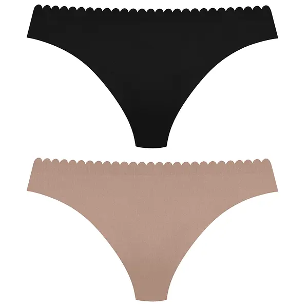 DIM Ženske hlačke DIM BODY TOUCH HIPSTER 2x, črne in bež