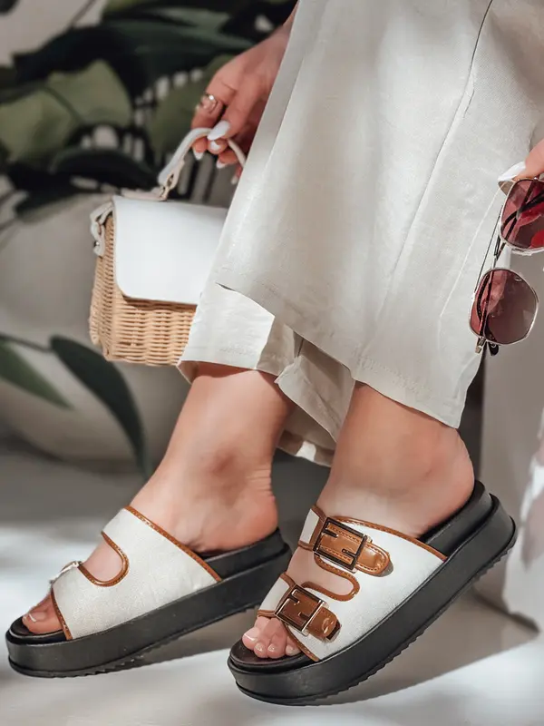 DStreet Ženske japonke FLATSTEP, kamelja barva