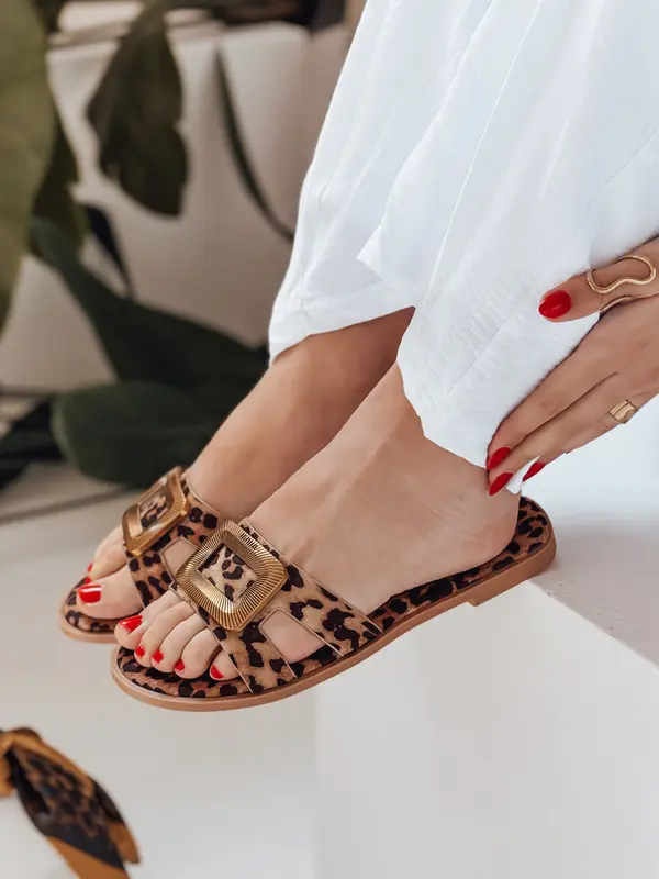 DStreet Ženske japonke GLAMSTEP z leopardjim vzorcem