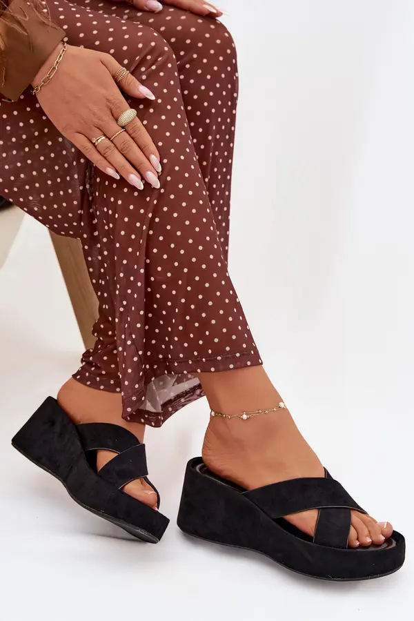 Boto Ženske japonke s platformo iz eko semiša