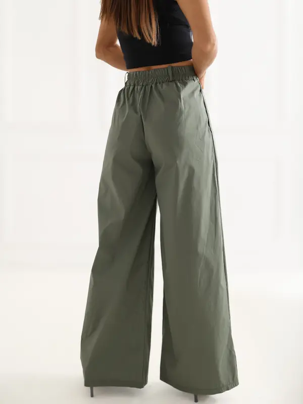 RUE PARIS Ženske kaki hlače Palazzo