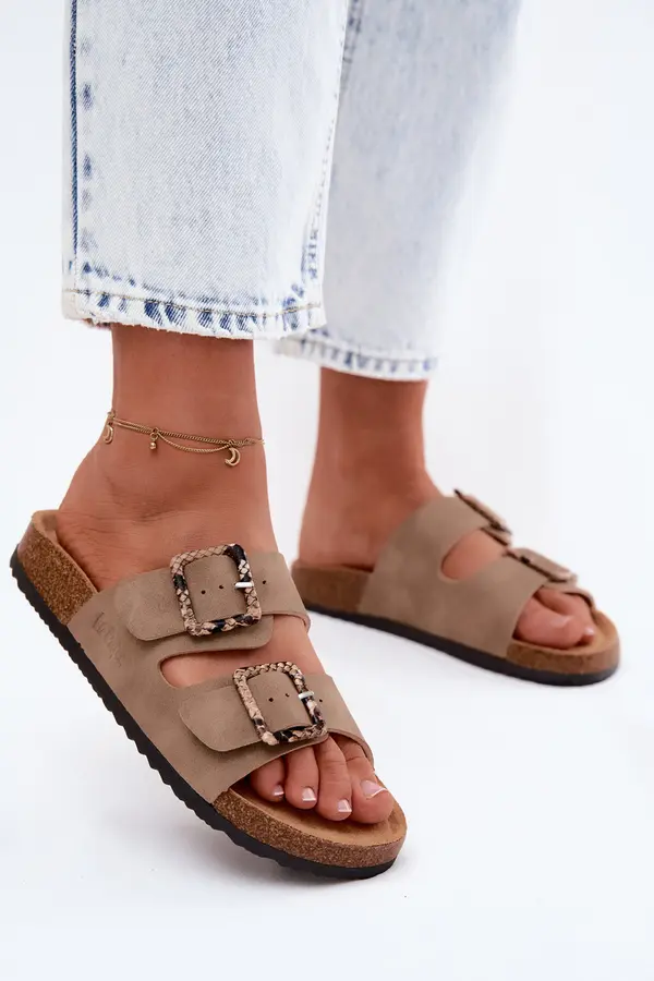 Lee Cooper Ženske kaki japonke s sponkami Lee Cooper