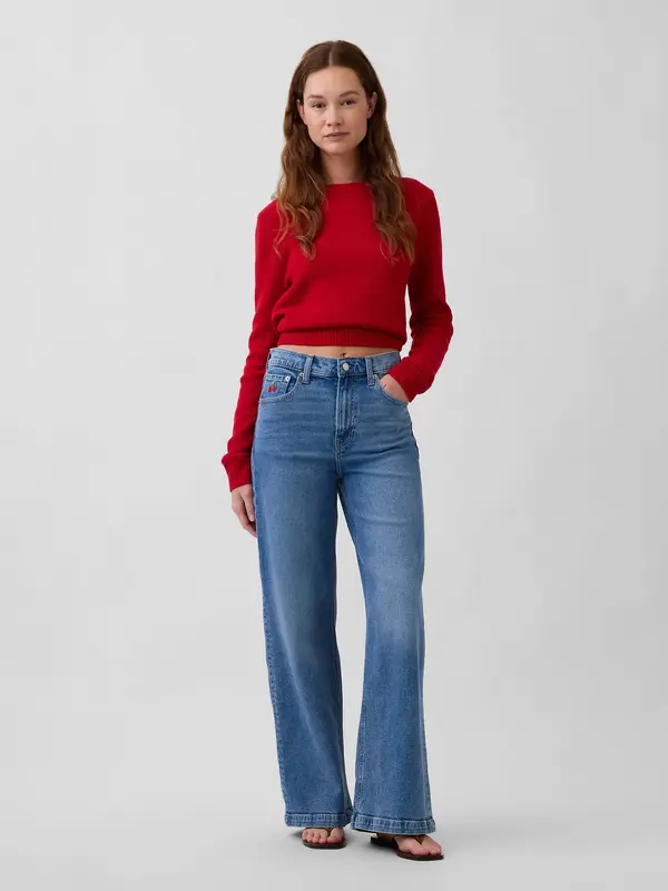 GAP Ženske kavbojke GAP High Rise Stride Wide-Leg