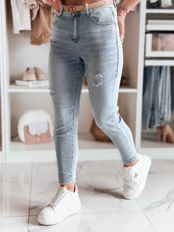 DStreet Ženske kavbojke mom fit MOMWAY modre barve