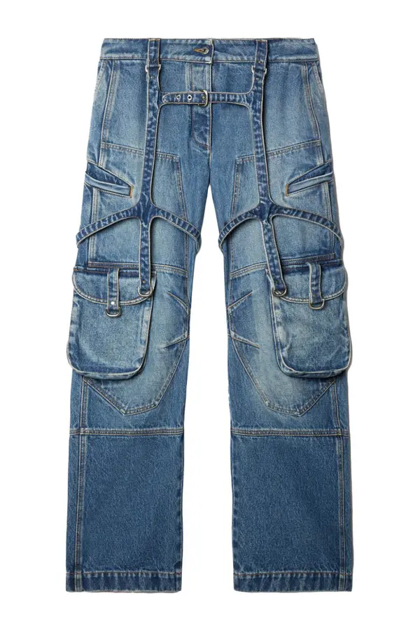 Off-White Ženske kavbojke umazano bele barve