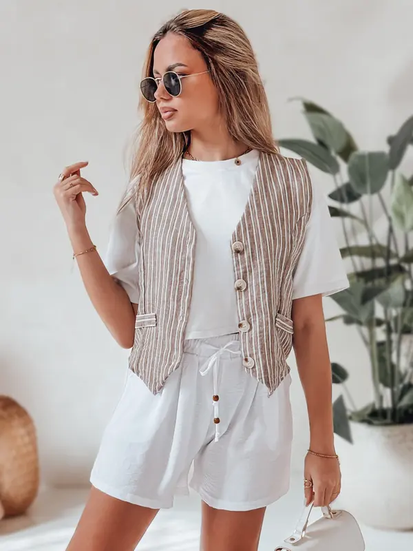 DStreet Ženske kratke hlače SUMMER TRIP bele