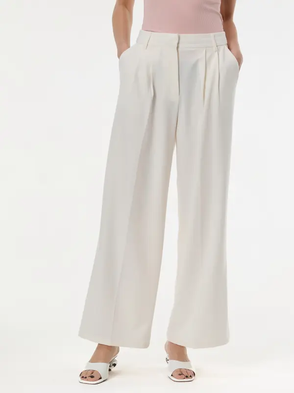 Orsay Ženske kremne široke hlače ORSAY