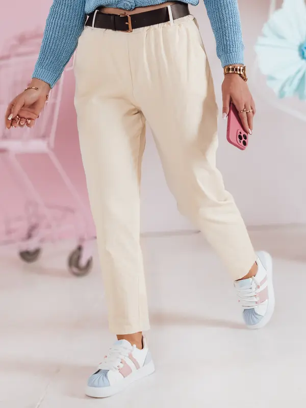 DStreet Ženske ležerne hlače SOFELIA s pasom, svetlo rumene
