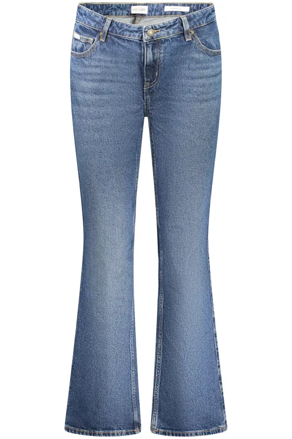 GUESS JEANS Ženske modre kavbojke z razširjenim pasom GUESS
