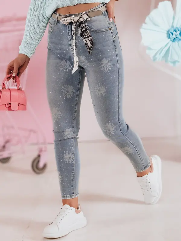 DStreet Ženske oprijete kavbojke CRYSTALUX s pasom