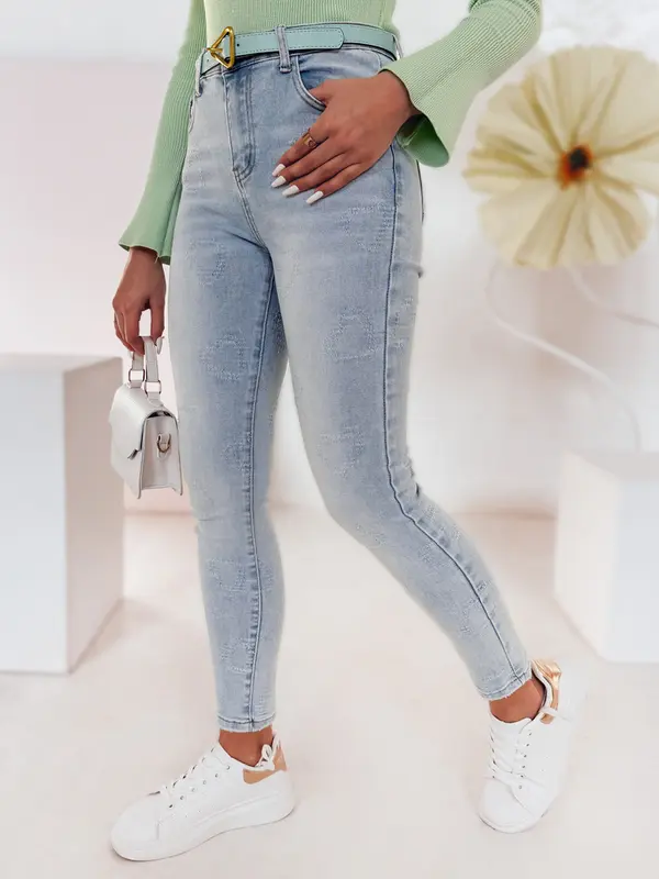 DStreet Ženske oprijete kavbojke JENIVIA z motivom srca