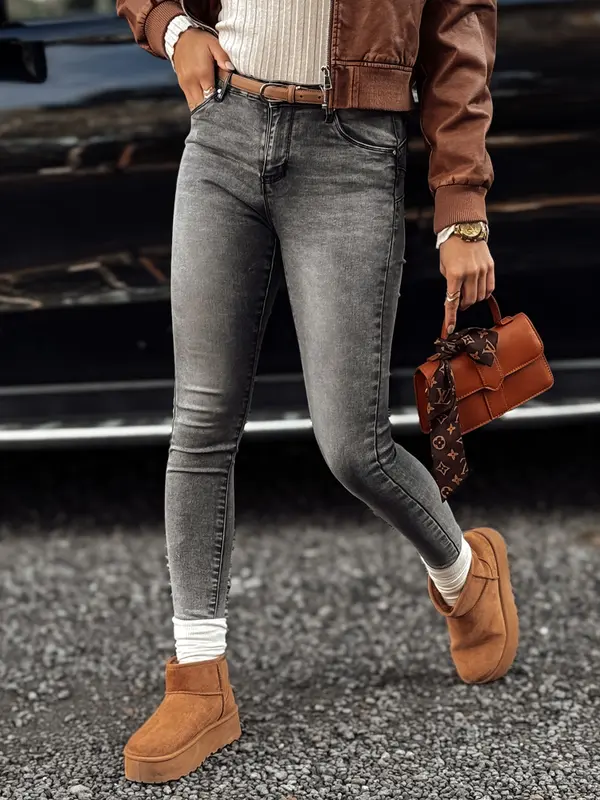 DStreet Ženske oprijete kavbojke JORNIX temno sive