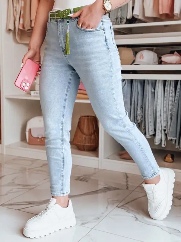 DStreet Ženske ozke kavbojke z visokim pasom in pasom