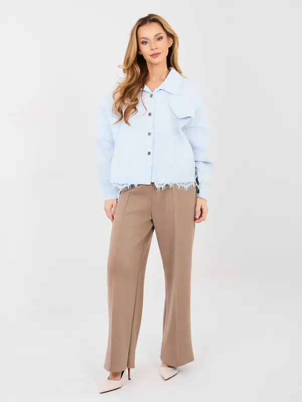 RUE PARIS Ženske poslovne hlače v bež barvi