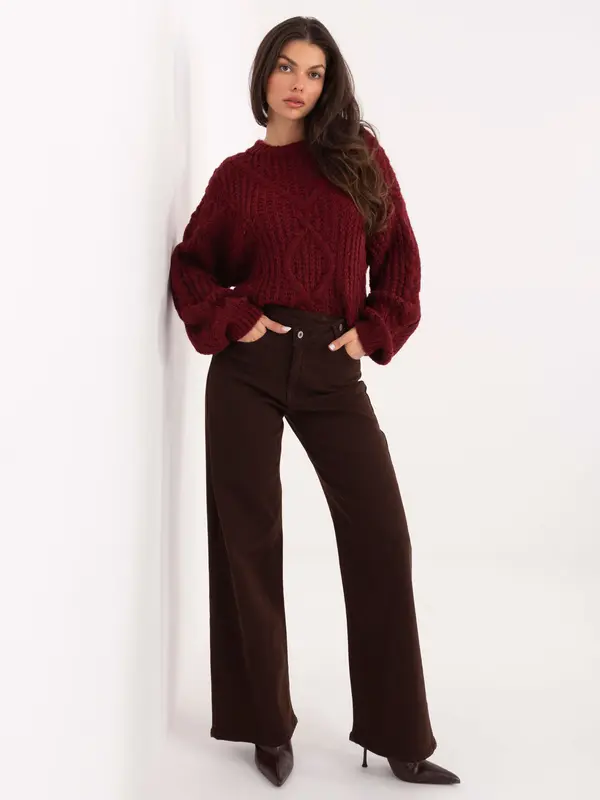 Factory Price Ženske ravne kavbojke v temno rjavi barvi