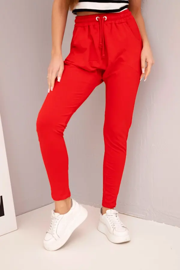 Kesi Ženske rdeče trenirke z elastičnim pasom