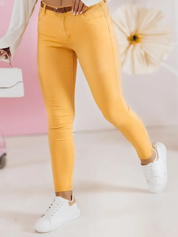 DStreet Ženske rumene kavbojke CLARET s pasom