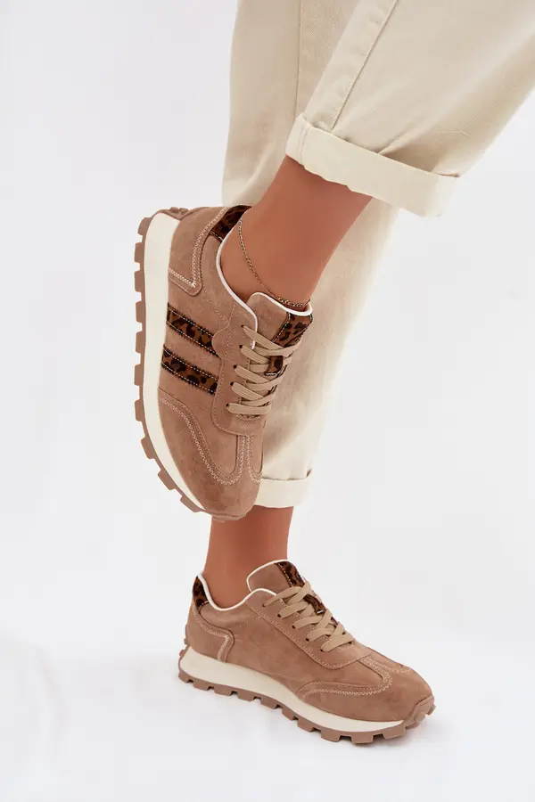 S. BARSKI Ženske semiš superge z leopardjim vzorcem