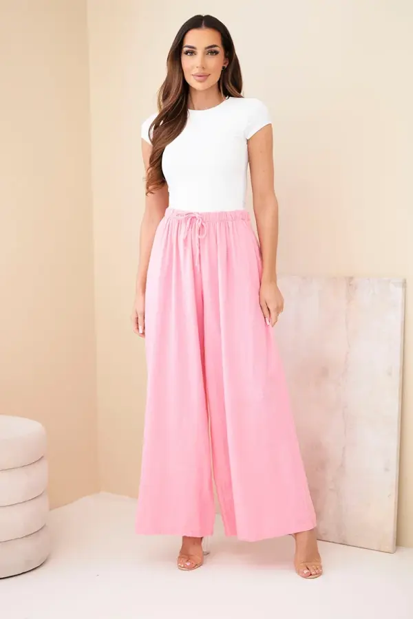 Kesi Włoski Ženske široke bombažne hlače Kesi