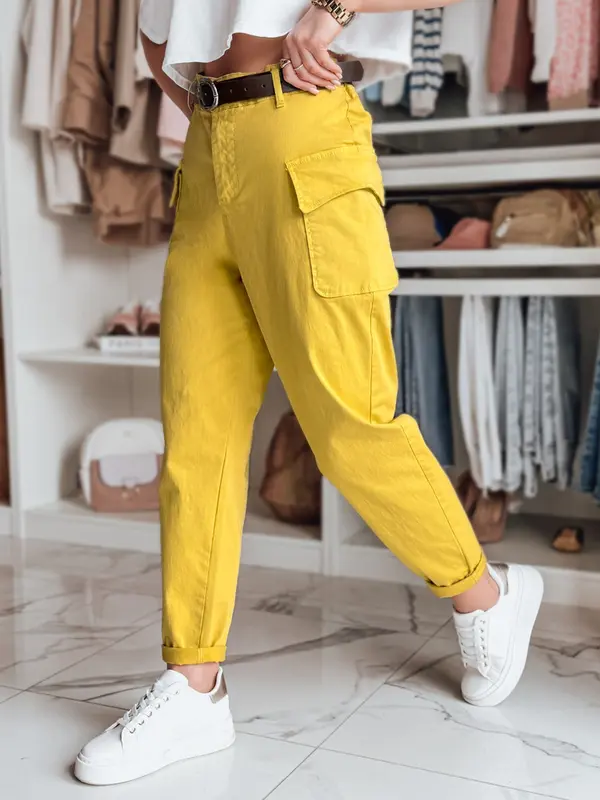 DStreet Ženske široke hlače GOTRENDI, gorčična