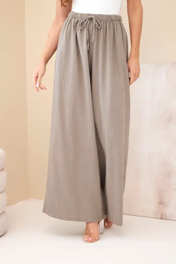 Kesi Włoski Ženske široke hlače z elastičnim pasom