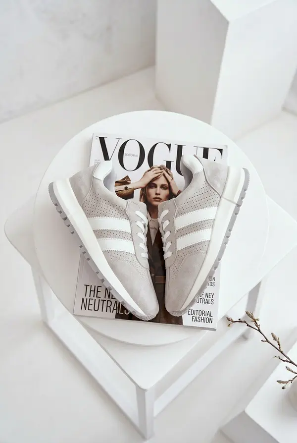 EVENTO Ženske sive superge iz pravega usnja EVENTO