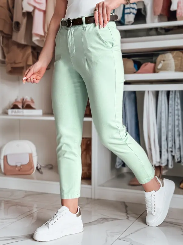DStreet Ženske slim fit hlače s pasom, barva mint