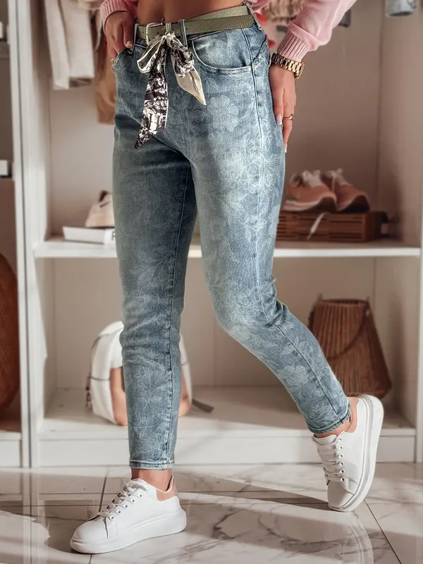 DStreet Ženske slim fit kavbojke FLORETTA s pasom