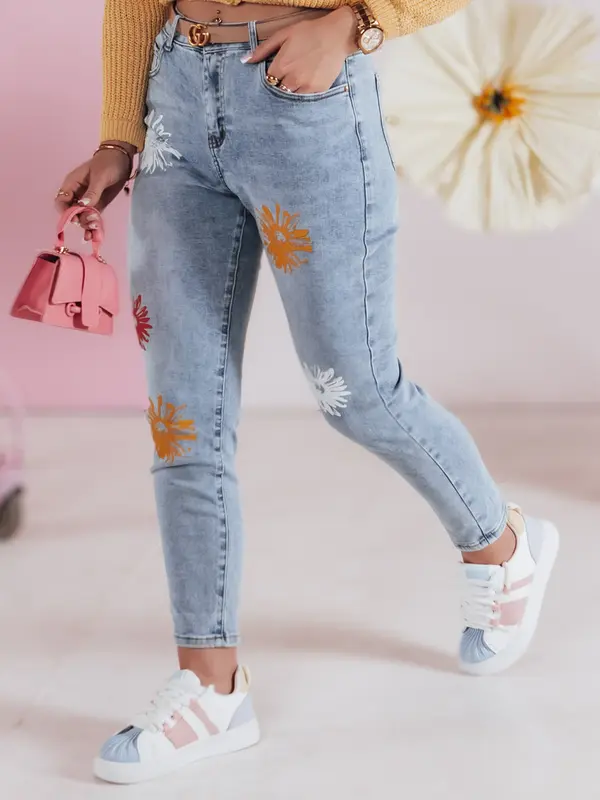 DStreet Ženske slim fit kavbojke s cvetličnim vzorcem