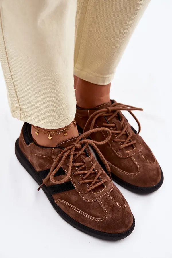 Boto Ženske superge Boto Leather Suede rjave barve