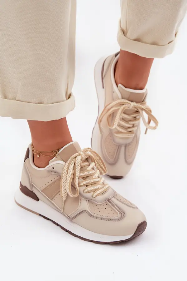 Boto Ženske superge iz eko usnja bež barve Kelira