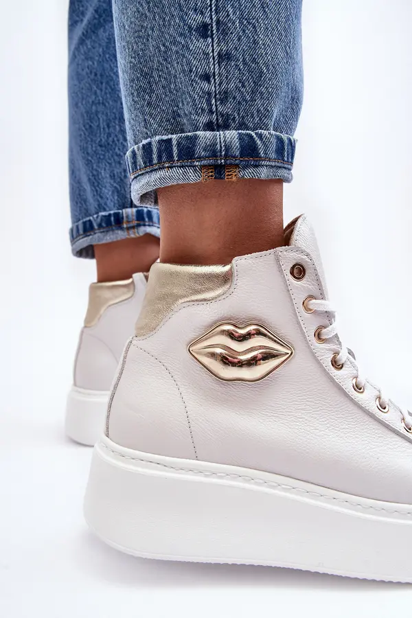 Boto Ženske superge z visoko zadrgo Lemar White Katerin