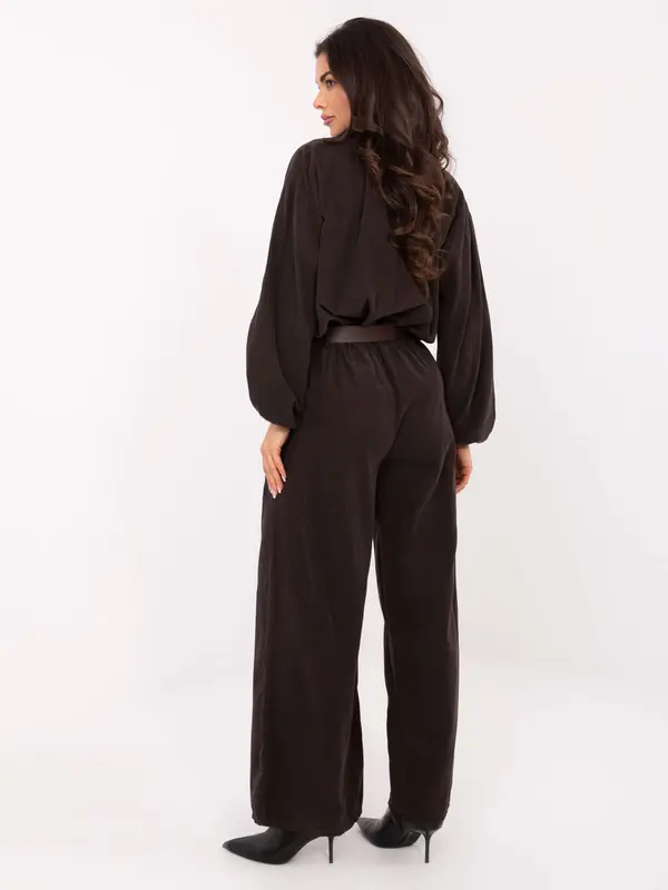 Italy Moda Ženske temno rjave hlače