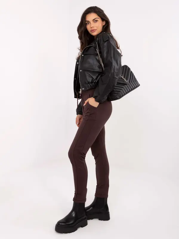 BASIC Feel Good Ženske trenirke v temno rjavi barvi