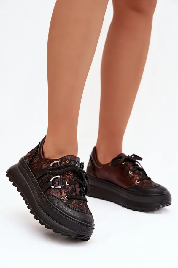 Maciejka Ženske usnjene superge na platformi Maciejka