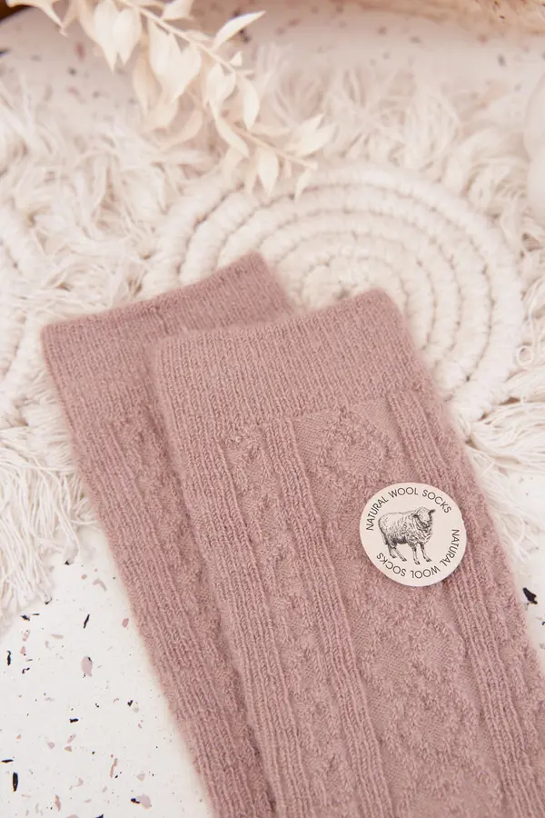 Aura.via Ženske volnene nogavice Aura.via bež barve