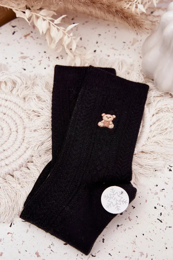 Aura.via Ženske volnene nogavice z medvedkom